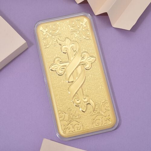 999er Gold-Plättchen mit Kreuzdesign image number 1