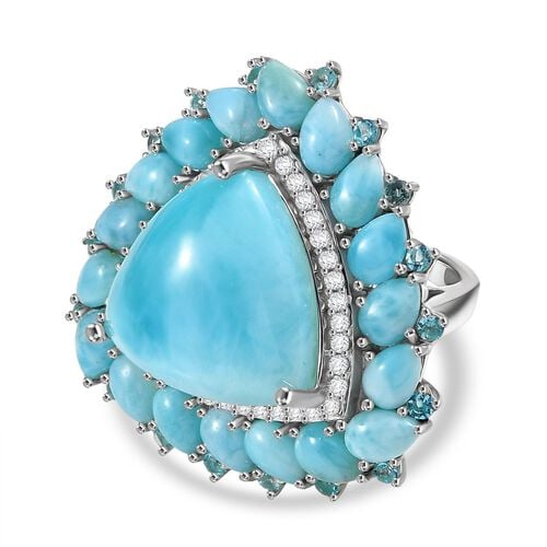 D'Joy Larimar Ring 925 Silber rhodiniert (Größe 17.00) ca. 29,46 ct image number 0