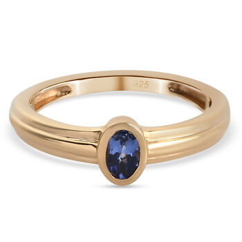 AA Tansanit Solit&auml;r-Ring, 925 Silber vergoldet (Gr&ouml;&szlig;e 16.00) ca. 0,27 ct