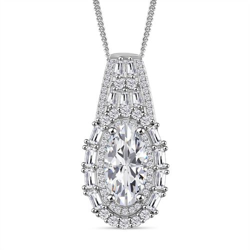Moissanit Anhänger mit Kette, 925 Silber platiniert, 925 Silber rhodiniert ca. 3.94 ct image number 0