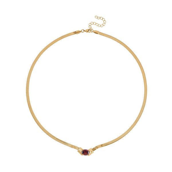 2-teiliges Schmuckset, Halskette und Armband mit Roter Kristallen, Edelstahl goldfarben image number 2