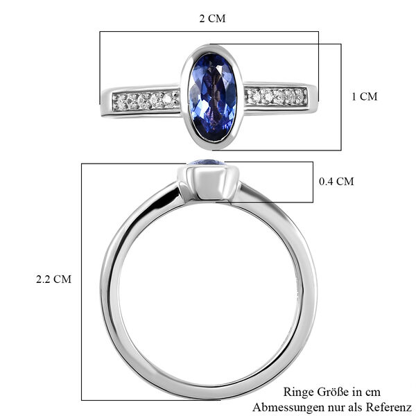 AA Tansanit und wei&szlig;er Zirkon-Ring, 925 Silber platiniert  ca. 0,74 ct image number 7