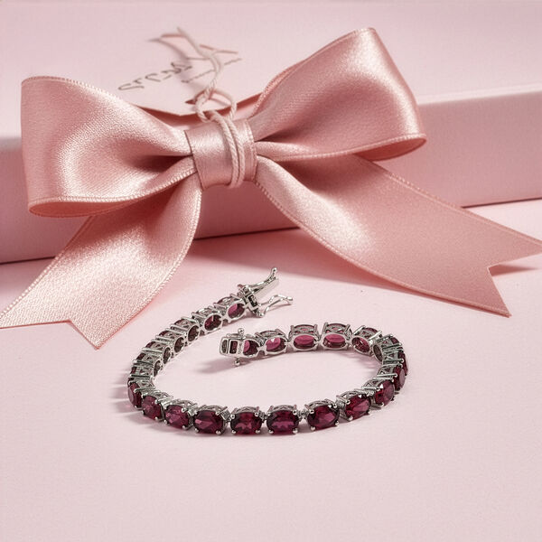 D'Joy AA Nat&uuml;rlicher Rhodolith Granat Armband ca. 18 cm 925 Silber rhodiniert ca. 23,48 ct. image number 1