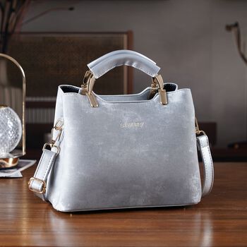 LA MAREY Crossbody Tasche mit Rei&szlig;verschlussf&auml;chern und verstellbarem Schulterriemen 25 x 20 x 11 cm Silber