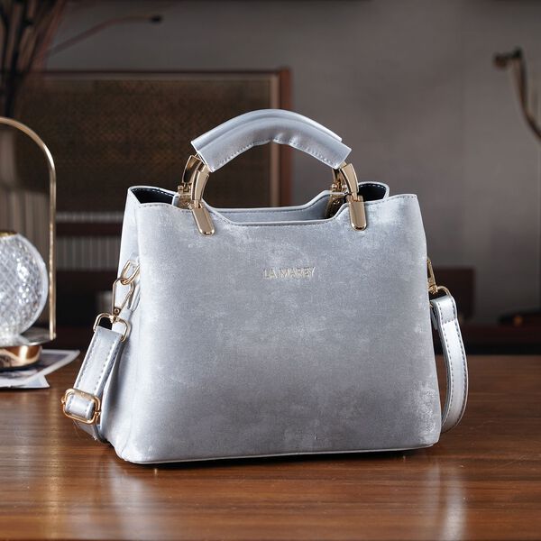 LA MAREY Crossbody Tasche mit Rei&szlig;verschlussf&auml;chern und verstellbarem Schulterriemen 25 x 20 x 11 cm Silber image number 1