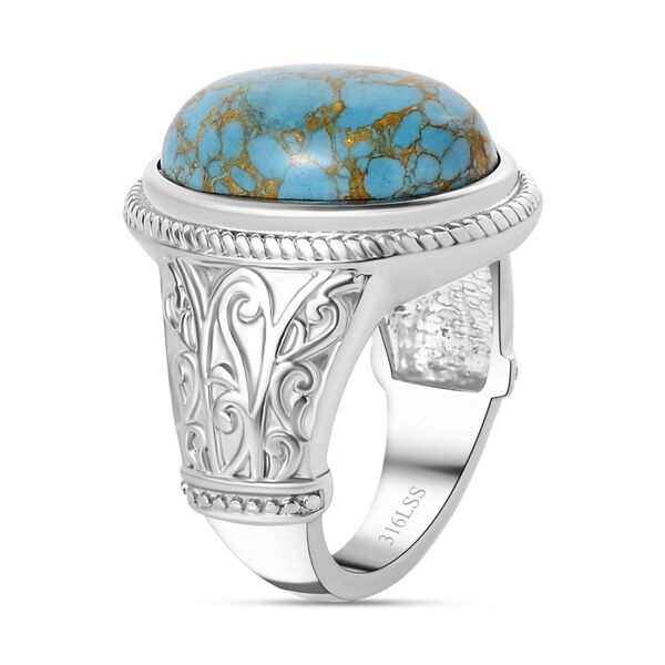 Blaues T&uuml;rkis Ring Edelstahl (Gr&ouml;&szlig;e 21.00) ca. 9,97 ct image number 5