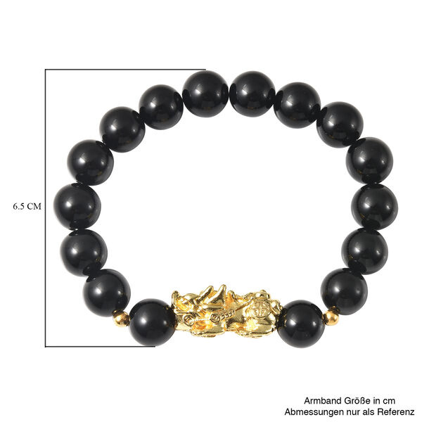 Feng Shui nat&uuml;rliches, schwarzes Obsidian-Armband, 19 cm, goldfarben ca. 108.50 ct image number 6