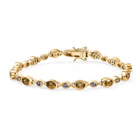 D Joy Natürlicher goldener Tansanit, Tansanit Armband ca. 20 cm 925 Silber 750 Gelbgold Vermeil ca. 5.73 ct