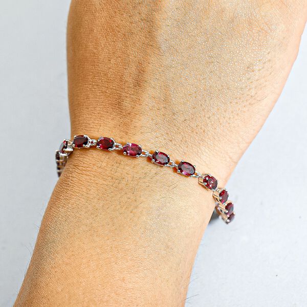 Natürlicher Rhodolith Granat Armband ca. 20 cm 925 Silber rhodiniert ca. 12.63 ct image number 3