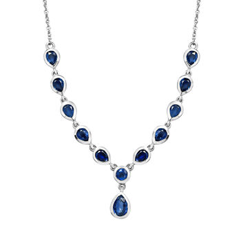 Kaschmir Kyanit-Halskette, ca. 45 cm, 925 Silber platiniert ca. 5.21 ct