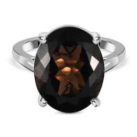 Rauchquarz Ring, 925 Silber platiniert (Größe 19.00) ca. 15.00 ct