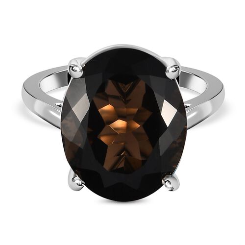 Rauchquarz Ring, 925 Silber platiniert (Größe 19.00) ca. 15.00 ct image number 0