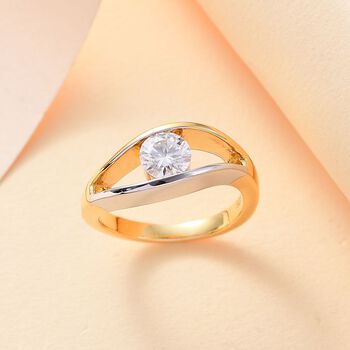 Moissanit Bicolor Ring, ca. 0,77 ct.