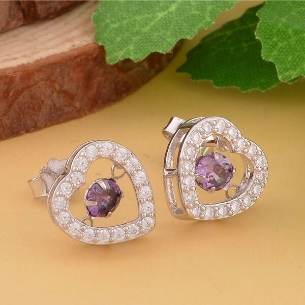 Lila und wei&szlig;e Zirkonia-Ohrstecker - 1,50 ct. image number 2