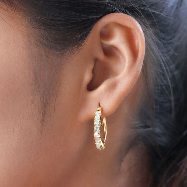 Nat&uuml;rliche, &auml;thiopische Opal-Creolen in Silber image number 3