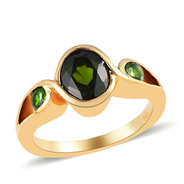 Natürlicher Chromdiopsid Ring 925 Silber vergoldet  ca. 1,54 ct image number 4