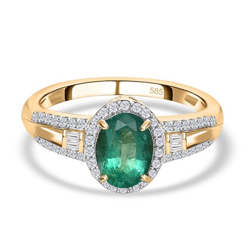 AAA Kagem sambischer Smaragd und Diamant-Ring in 585 Gelbgold - 1,38 ct. image number 0