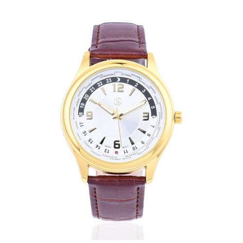 Strada - wasserdichte Uhr, Gold und Braun image number 0