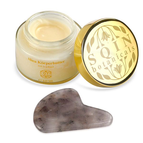 SQIN botanicals Shea K&ouml;rperbutter mit Jojoba&ouml;l inkl. Amethyst Gua Sha, 225ml image number 3