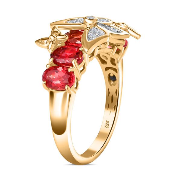 GP Trifono Kollektion- Synthetischer Padparadscha-Saphir, Zirkon und blauer Saphir-Ring - 4,09 ct. image number 5