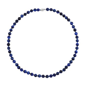 Blaue Tigerauge Halskette ca. 50 cm 925 Silber rhodiniert ca. 208.50 ct