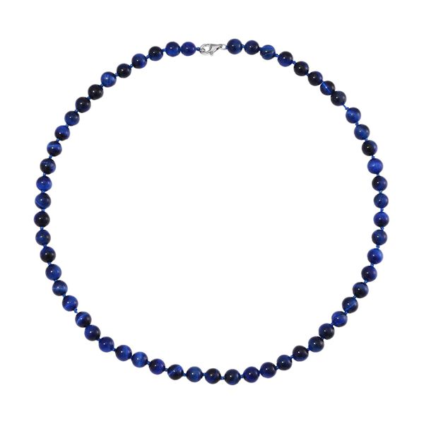 Blaue Tigerauge Halskette ca. 50 cm 925 Silber rhodiniert ca. 208.50 ct image number 3