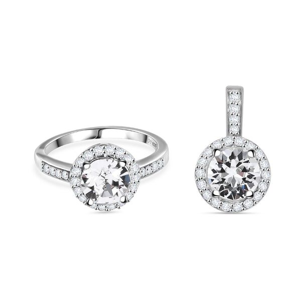 J Francis gefertigt mit SWAROVSKI- Swarovski Kristall Schmuckset, 925 Silber platiniert