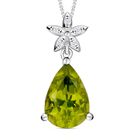 Natürlicher Peridot und weißer Zirkon-Anhänger mit Kette, 925 Silber rhodiniert ca. 3,77 ct