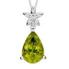 Natürlicher Peridot und floraler Zirkon-Anhänger mit Kette, 925 Silber rhodiniert, 3,77 ct. image number 0