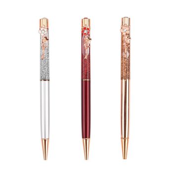 LIVMORE 3er-Set Kugelschreiber mit 3 blauen Tinten und Geschenkbox, Wei&szlig;, rot und gold, 14x1cm