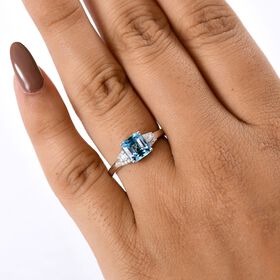AAA Blauer Zirkon, Weißer Diamant Ring 375 Gold (Größe 17.00) ca. 2,62 ct