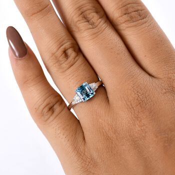 AAA Blauer Zirkon, Wei&szlig;er Diamant Ring 375 Gold (Gr&ouml;&szlig;e 17.00) ca. 2,62 ct