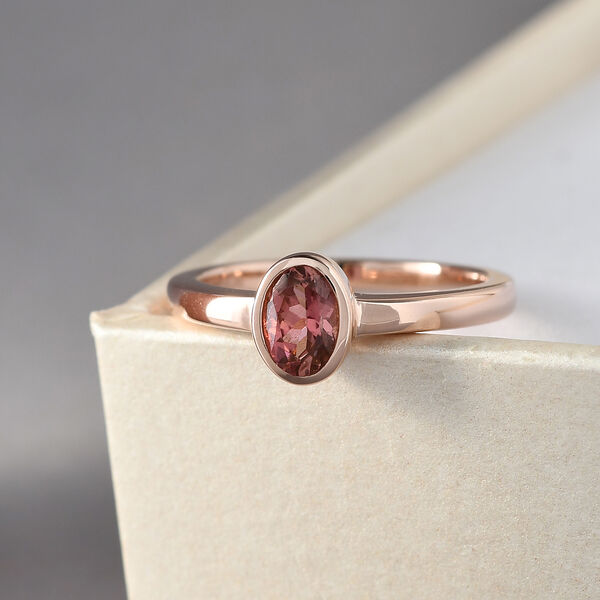 Nat&uuml;rlicher Blush Turmalin-Ring, 925 Silber Ros&eacute;gold Vermeil  ca. 0,53 ct image number 2