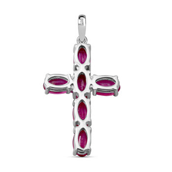 Afrikanischer Rubin Kreuz-Anh&auml;nger, 925 Silber platiniert ca. 2,04 ct