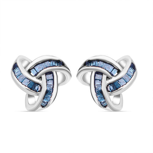Liebesknoten blaue Diamant-Ohrstecker, 925 Silber platiniert - 0,25 ct. image number 0
