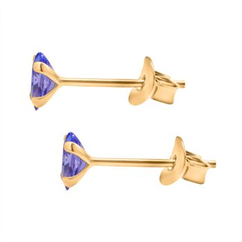 Tansanit Ohrringe, 925 Silber vergoldet - 0,44 ct.