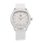 STRADA - Uhr mit japanischem Uhrwerk, silbernem Gehäuse und weißem Silikonarmband
