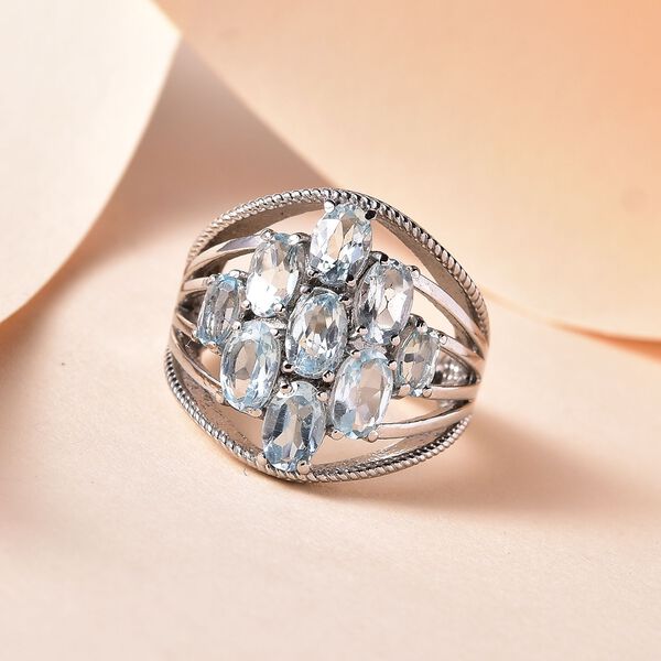 Himmelblauer Topas Ring, Edelstahl (Gr&ouml;&szlig;e 16.00) ca. 4.52 ct image number 2