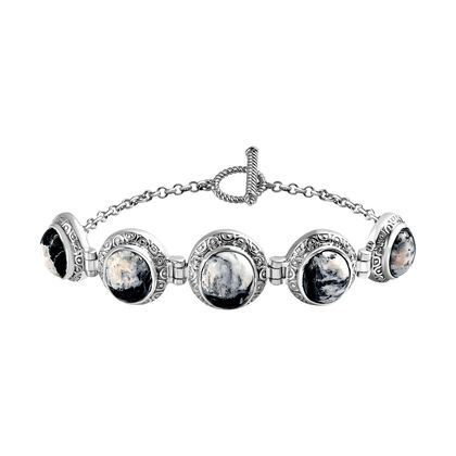 Wei&szlig;er B&uuml;ffel Armband ca. 19 cm 925 Silber platiniert ca. 16.79 ct