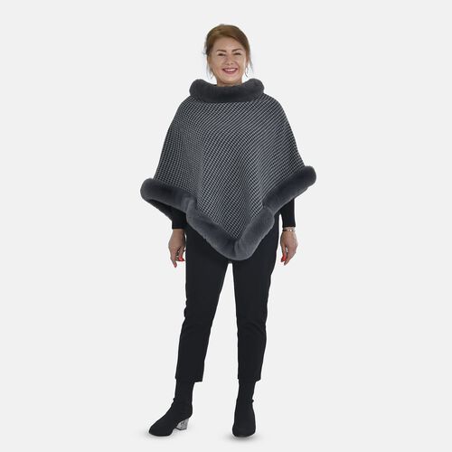Kunstpelz-Poncho, 70x92 cm, grau image number 0