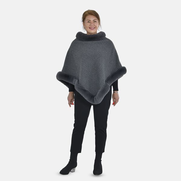 Kunstpelz-Poncho, 70x92 cm, grau image number 0