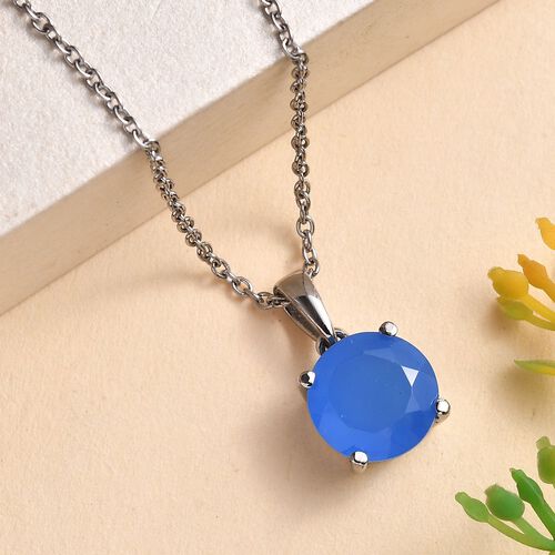 Blauer Onyx Anhänger mit 50cm Kette - 5 ct. image number 1