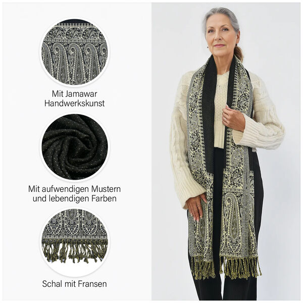 Gewebter Viskose Schal, schwarz image number 6