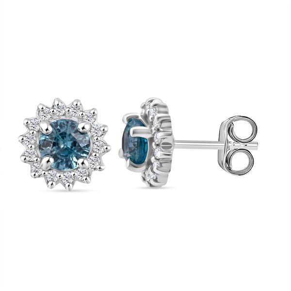 D&rsquo;Joy AA blaue und wei&szlig;e Zirkon Ohrringe - 1,13 ct.