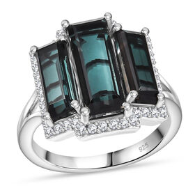 Farbwechsel Alexandrit-Quarz-Triplette Ring, 925 Silber rhodiniert (Größe 18.00) ca. 5.10 ct