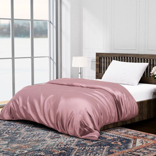 Serenity Night Seidendecke aus 100% Maulbeerseide mit 500gsm Kunstdaunenf&uuml;llung, 135x200cm, Rosa