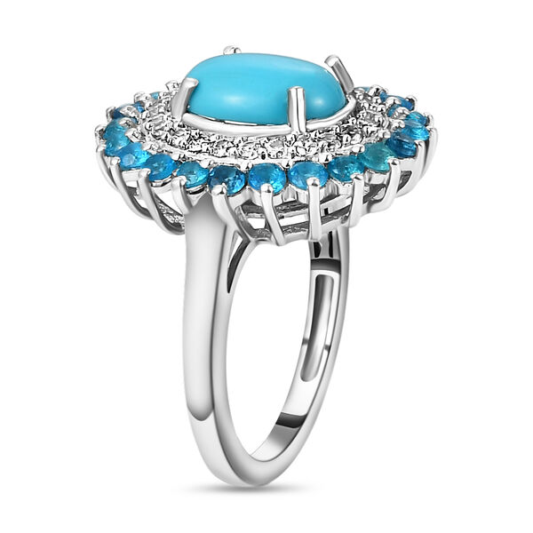 AA Sleeping Beauty Türkis, Zirkon und Neon Apatit-Ring - 3,33 ct. image number 5