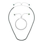 2er Set Neongrüne Kristall Halskette und Armband mit Bolo Verlängerung, silberfarben