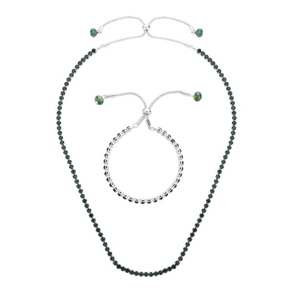 2er-Set - neongr&uuml;ne Kristall-Halskette und Armband - 0,50 ct.