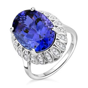 RHAPSODY AAAA Tansanit und VS Diamant Ring in 950 Platin - 10 ct.